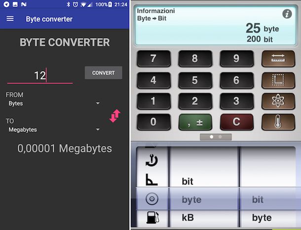 Come convertire byte