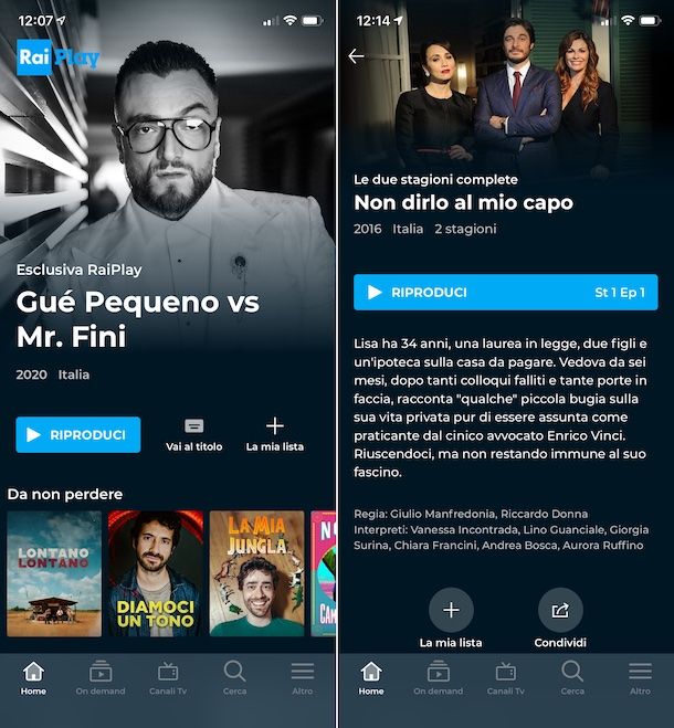 App RaiPlay iPhone