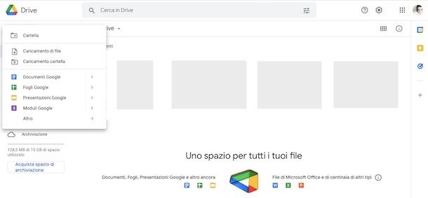 Caricare elementi su Google Drive