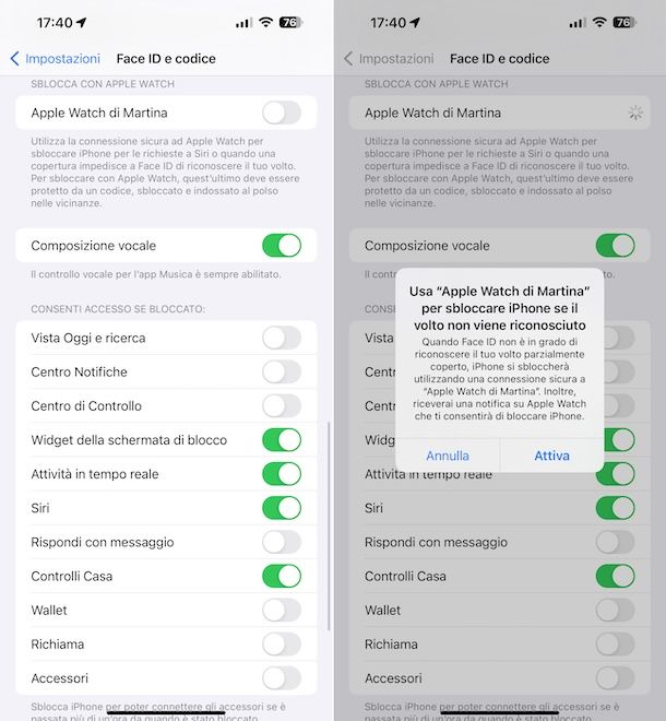 iOS Apple Watch sblocco