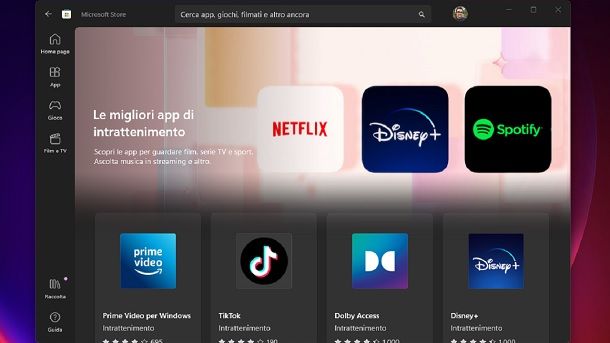 App per PC per contenuti multimediali