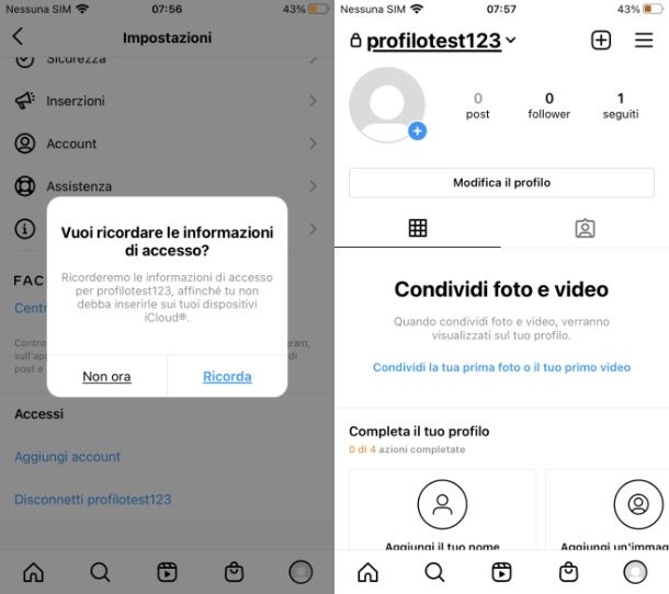 Come accedere a Instagram automaticamente senza password