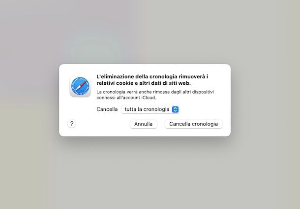 Cancellazione cronologia Safari Mac