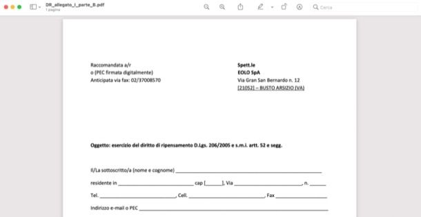 Disdetta EOLO entro 14 giorni