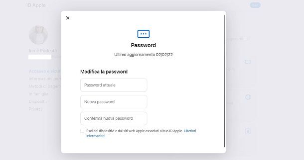 Come cambiare password email iCloud