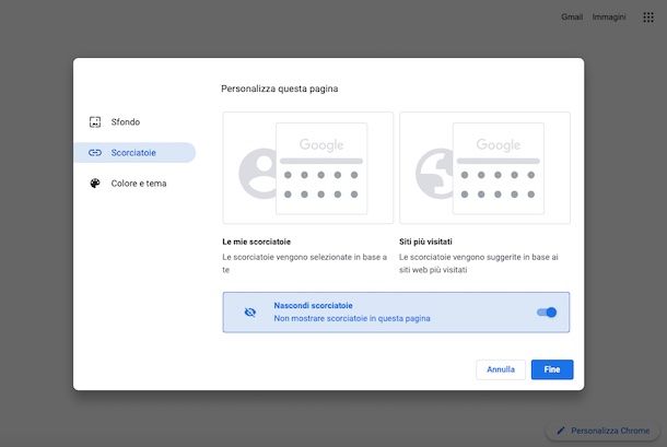 Eliminare scorciatoia ai più visitati di Google Chrome