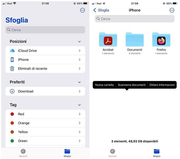 Come creare cartelle file su iPhone