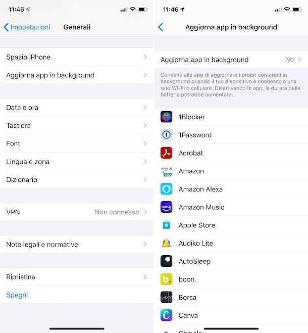 Aggiornamenti in background app iOS