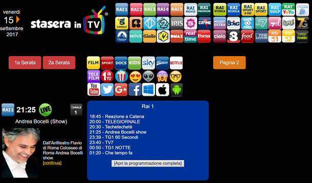 programmi tv sulle 18 maggiori rétine