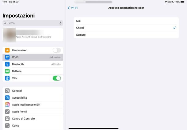 Come usare hotspot iPad