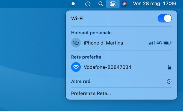 Hotspot iPhone su macOS