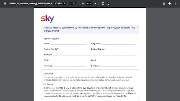 Disdetta Sky con PEC