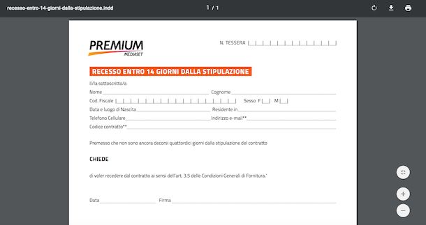 modulo disdetta mediaset premium easy pay