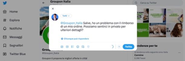 Assistenza Groupon Twitter