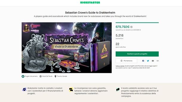 Supporta progetto Kickstarter