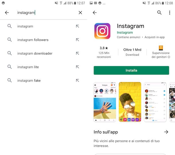 Instagram Play Store Android