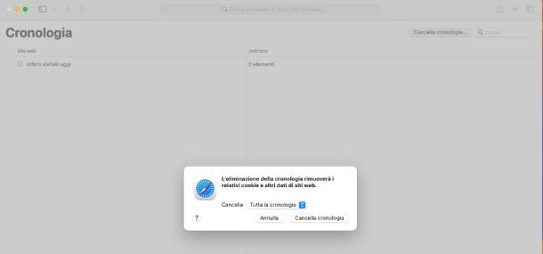 Come si elimina cronologia