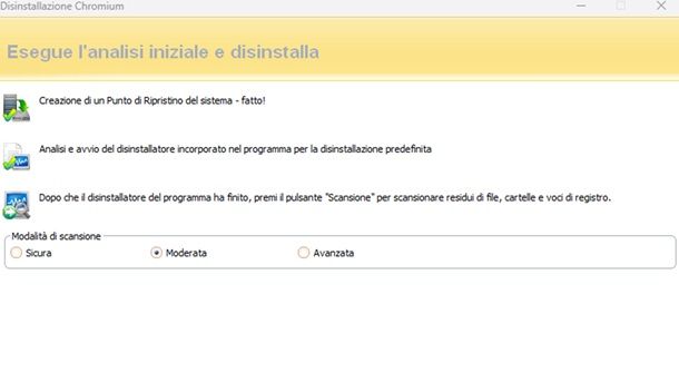 Disinstallazione Chromium Scansione