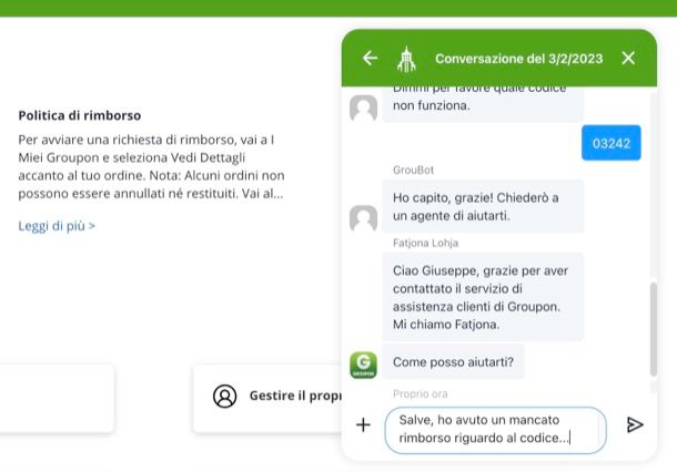 Assistenza Groupon via chat