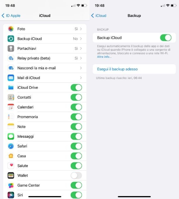 Backup di iCloud