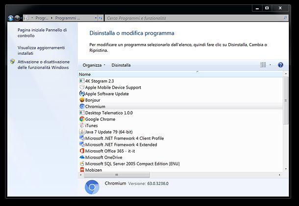 Come disinstallare Chromium