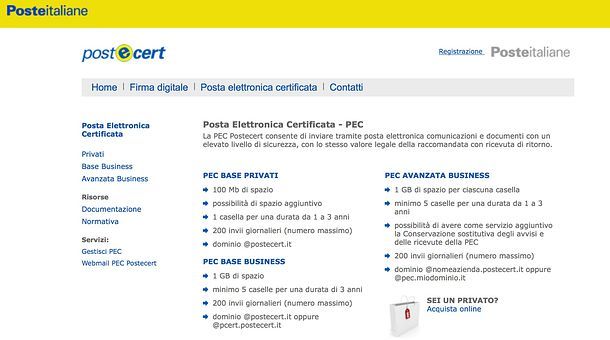 Fare la posta elettronica certificata Poste Italiane