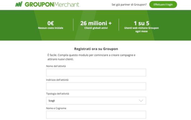 Contattare Groupon per diventare partner