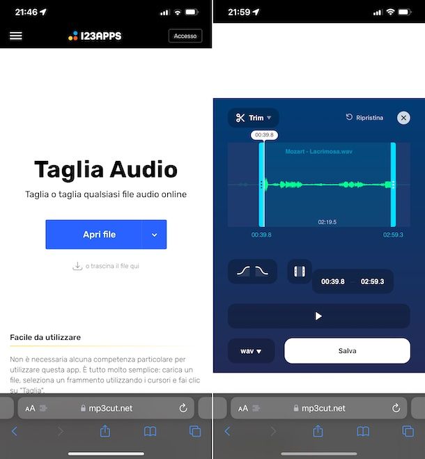 Taglia audio di 123apps