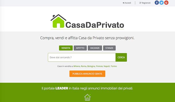 Siti per cercare casa da privati Casadaprivato