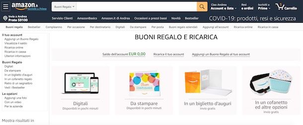 Acquistare buoni Amazon