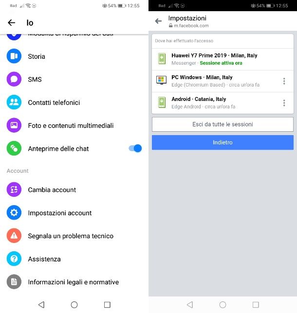 Disconnettersi da Messenger