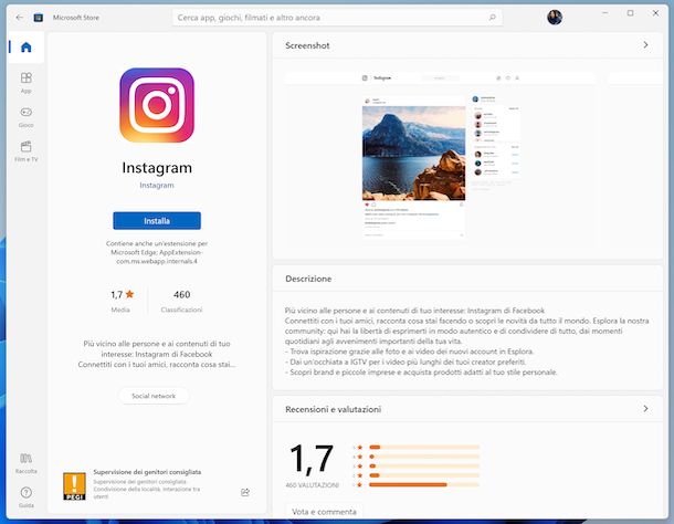 Instagram Microsoft Store Windows 10