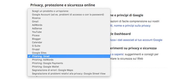Contattare Google per contenuti inappropriati