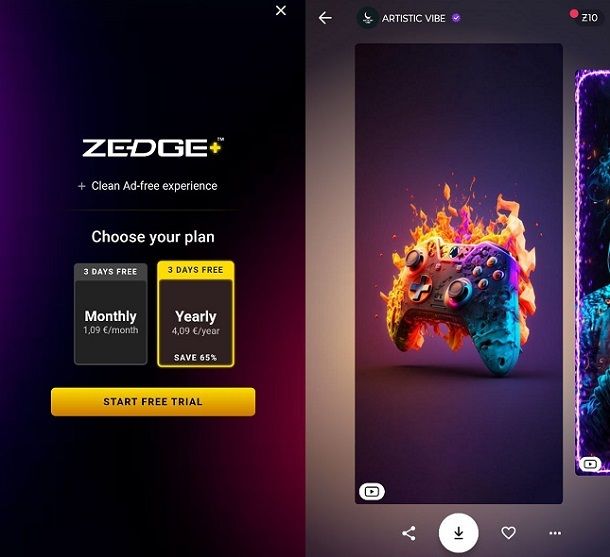 Come applicare sfondi ZEDGE