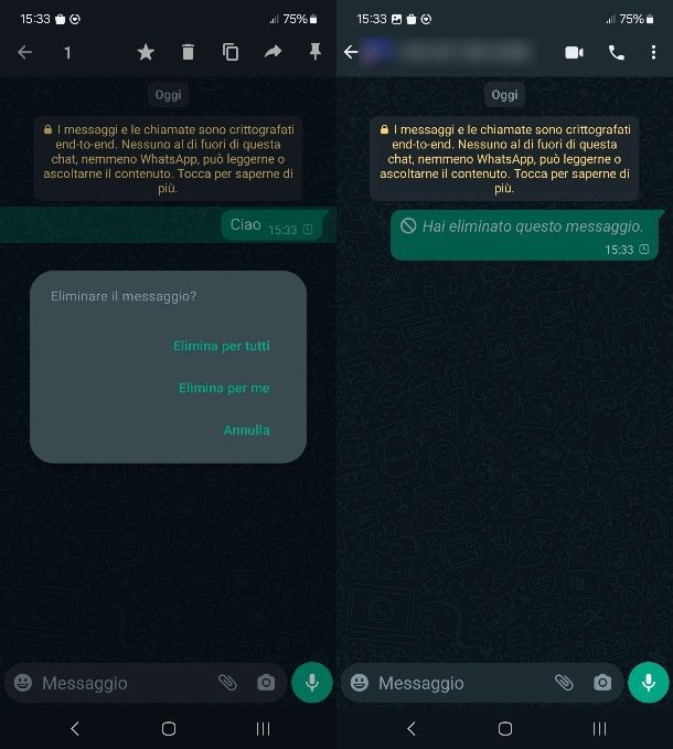 Come eliminare un messaggio non inviato su WhatsApp