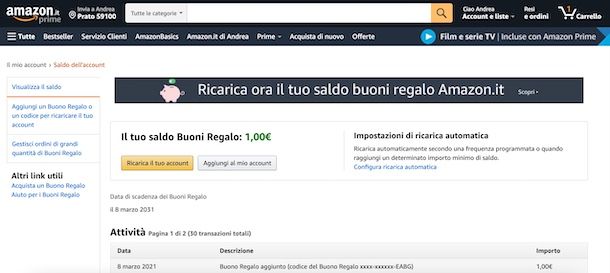 Come faccio a comprare un buono regalo .COM in maniera