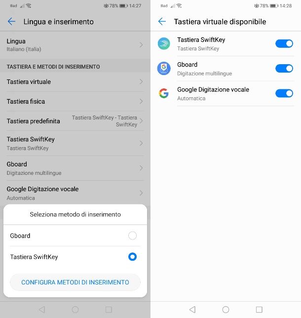 Cambiare tastiera Huawei