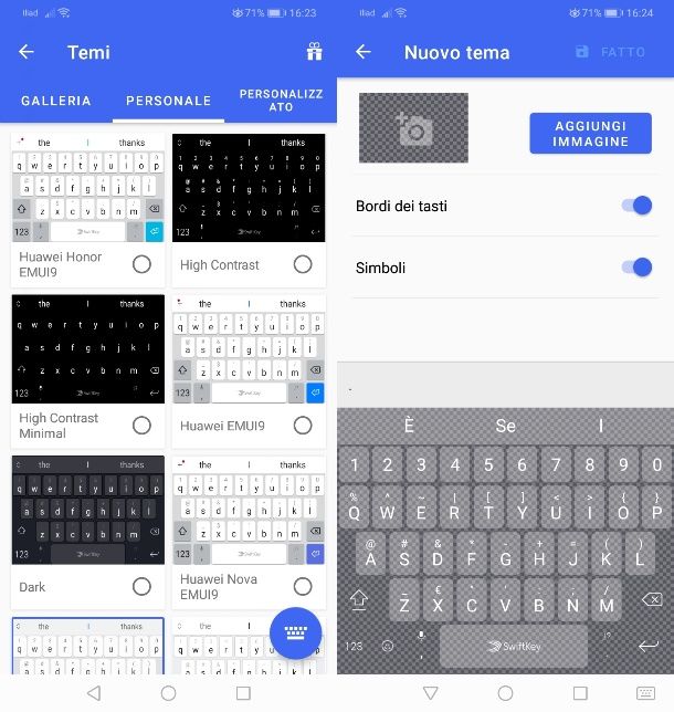 Cambiare tema tastiera Huawei