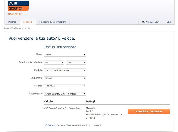 Come pubblicare un annuncio su AutoScout24