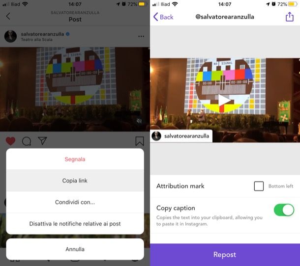 App per repostare post Instagram