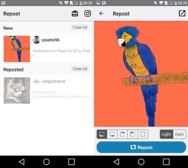 Come postare su Instagram con repost