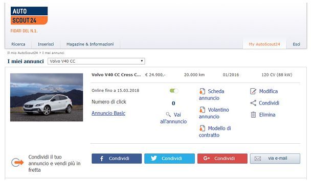 Come pubblicare un annuncio su AutoScout24