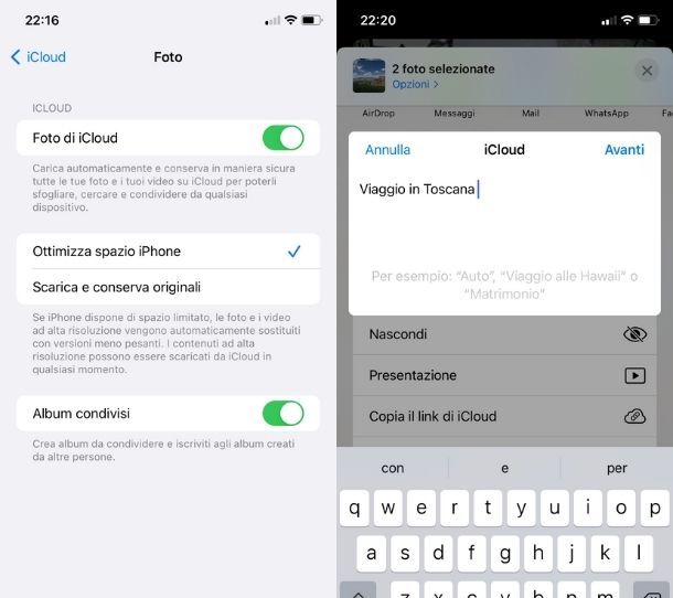 Foto condivise iCloud