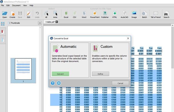 Programmi per convertire PDF in Excel