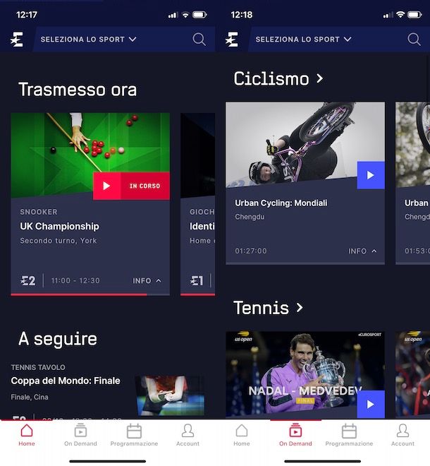 Come usare Eurosport Player da smartphone e tablet