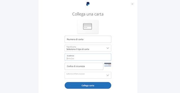 Aggiungere carta di credito a PayPal