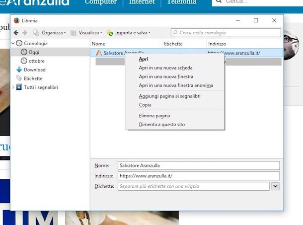 Come cancellare un sito visitato