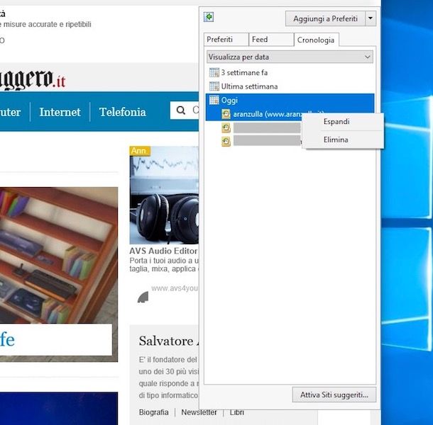 Come cancellare un sito visitato