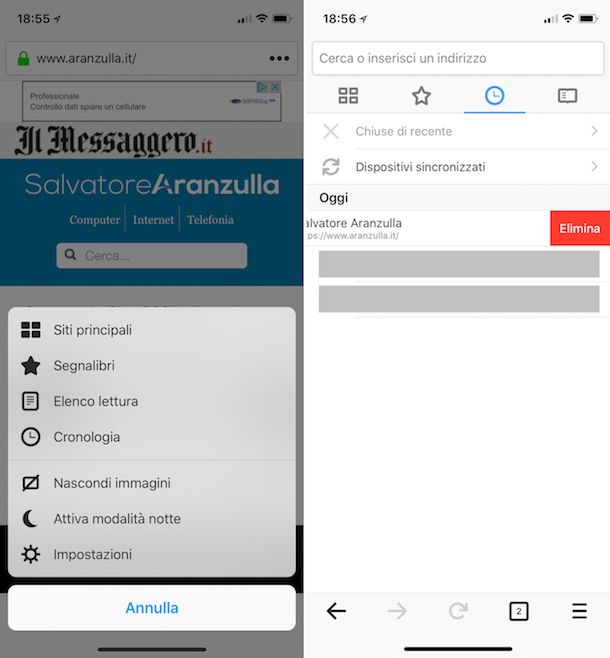 Come cancellare un sito visitato