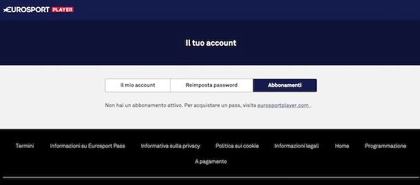 Disattivare abbonamento Eurosport Player